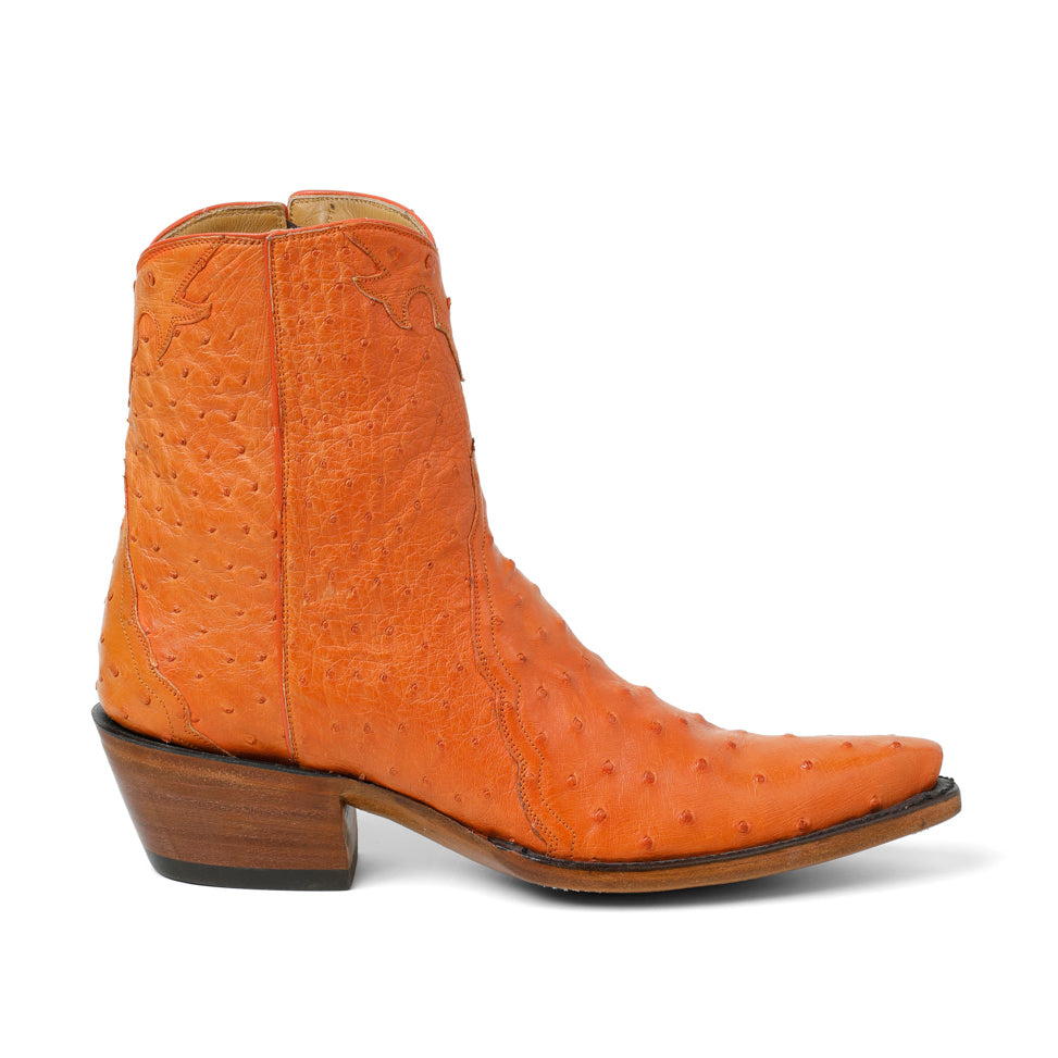 Ostrich Ankle Zipper - Tangerine