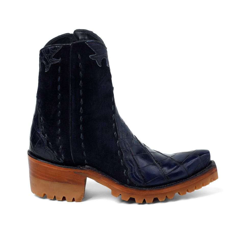 Crocodile Ankle Zipper With Lug- Navy